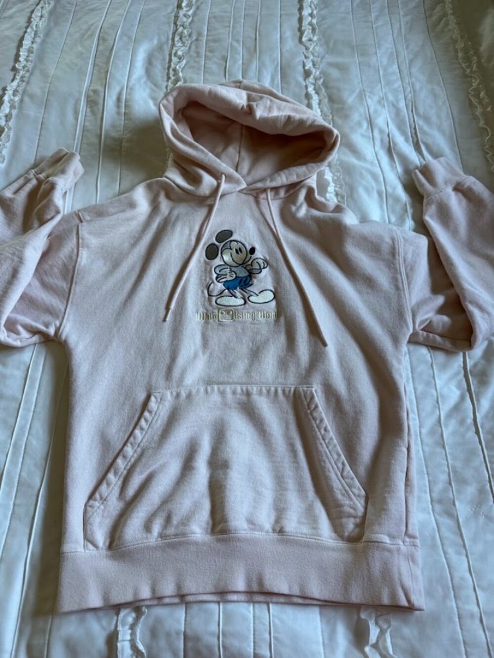 Disney Parks Disney World Light Pink Size Small Mickey Mouse Embroidered Hoodie